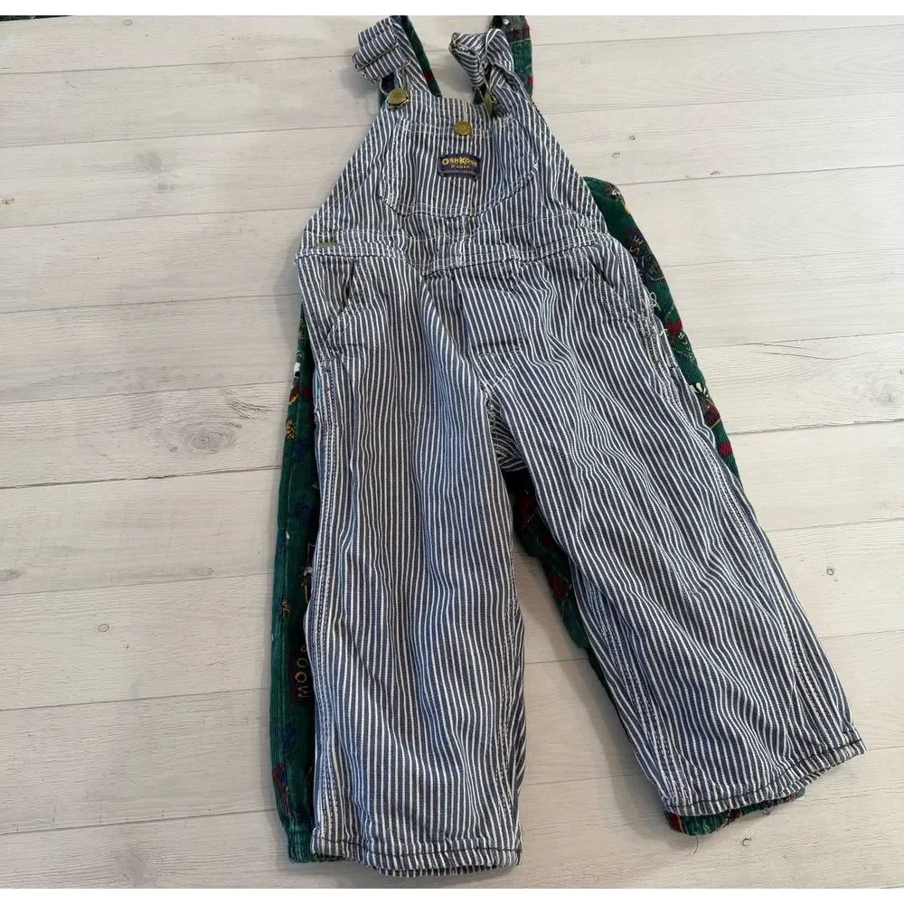 OshKosh B'Gosh vintage‎ railroad stripe toddler overalls